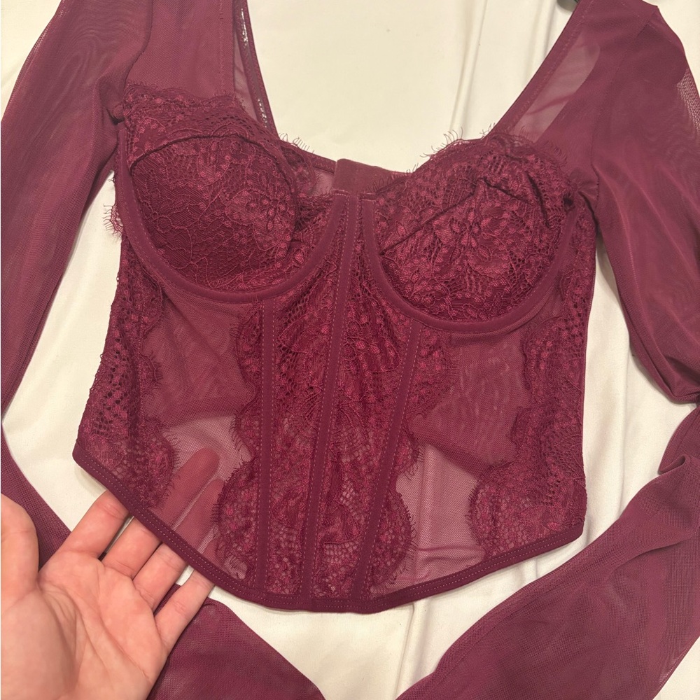 Elegant Lace Burgundy Bustier RUE  21